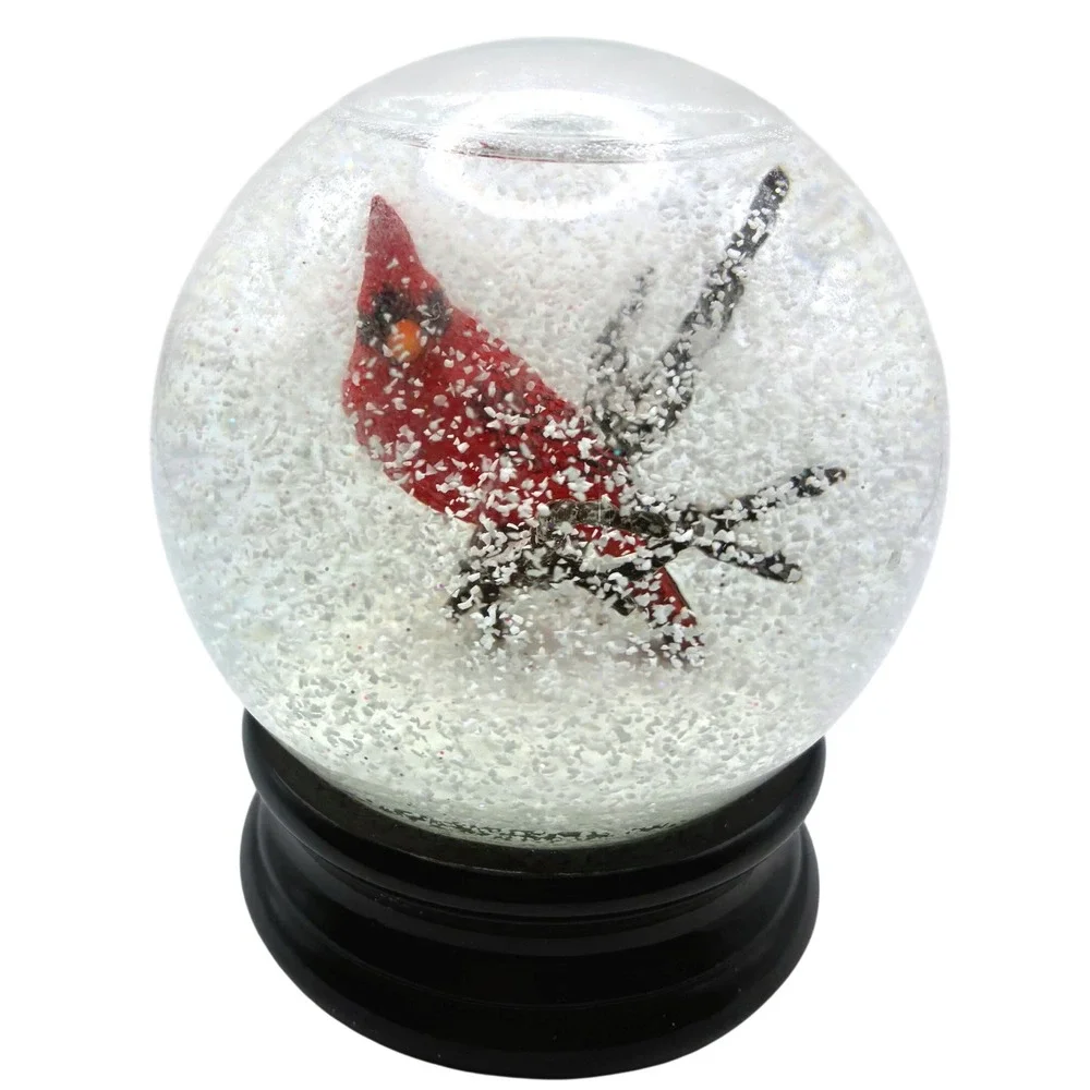 Gumps San Francisco Snow Globe Red Cardinal Bird Black Base 2012 Big Trike
